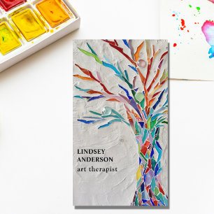 Art Therapist Rainbow Coloured Tree Business Card