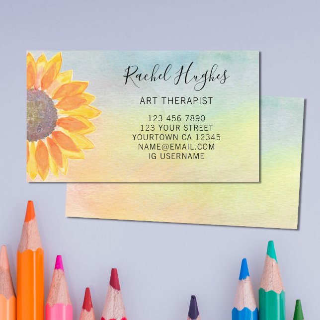 Art Therapist Sunflower Colourful Business Card (Creator Uploaded)
