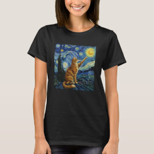 Art Van Gogh Starry Night Cat Painting Cats Lover T-Shirt