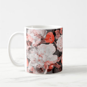 art vintage blurred monochrome and colorful red, w coffee mug