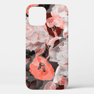 art vintage blurred monochrome and colourful red, iPhone 12 case