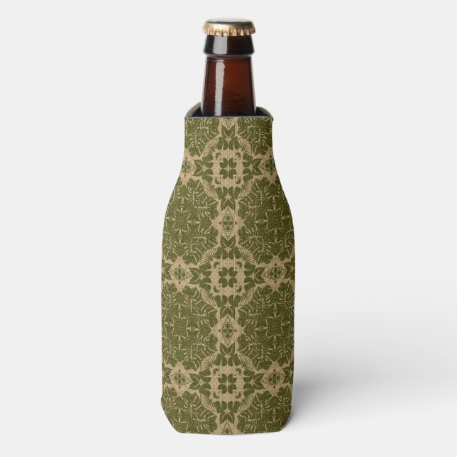 Art vintage damask pattern bottle cooler (Bottle Front)