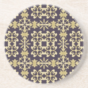 Art vintage damask pattern, golden coaster