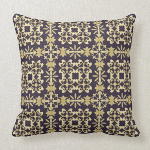 Art vintage damask pattern, golden cushion