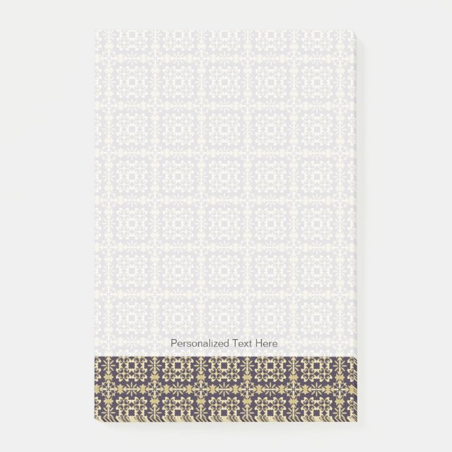 Art vintage damask pattern, golden post-it notes (Front)