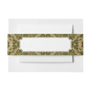 Art vintage damask pattern invitation belly band