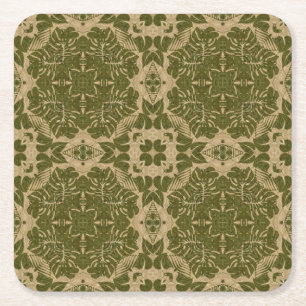 Art vintage damask pattern square paper coaster