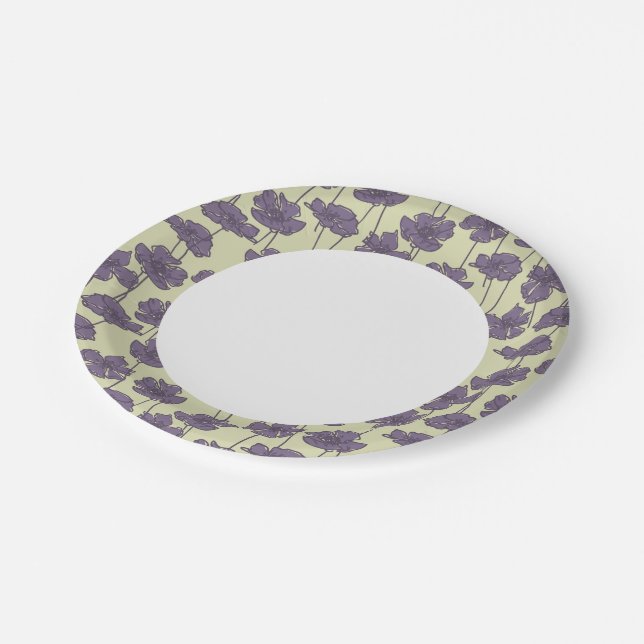 Art vintage floral pattern background paper plate (Angled)
