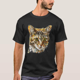 Art Vintage Kitten Lover Coloured Pet Cute Mosaic T-Shirt