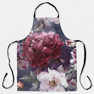 art vintage pencil floral colorful seamless patter apron