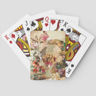 Art Vintage Sugar Skull Flowers Playing Cards