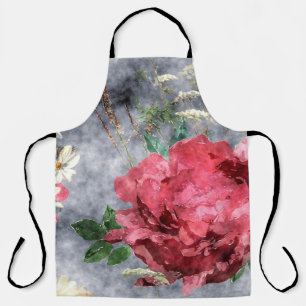 art vintage watercolor colourful floral seamless p apron