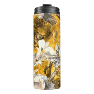 art vintage watercolor monochrome floral seamless thermal tumbler