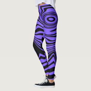 Art Wavy Striped Black Purple Leggings Your Colour