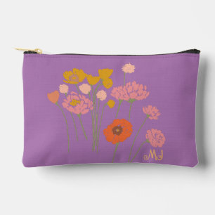 Art Wildflowers +Initials Gift For Her Accessory Pouch
