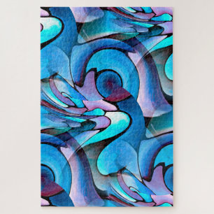 Artdeco Abstract Aqua Geometric Pattern Jigsaw Puzzle
