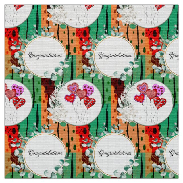 Artdeco Dramatic Bold Geometric Colours Typography Fabric (Swatch)