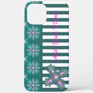 Artdeco Flowers in Retro Style , Add Your Name iPhone 12 Pro Max Case