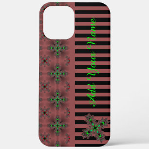 Artdeco Flowers in Retro Style , Add Your Name iPhone 12 Pro Max Case
