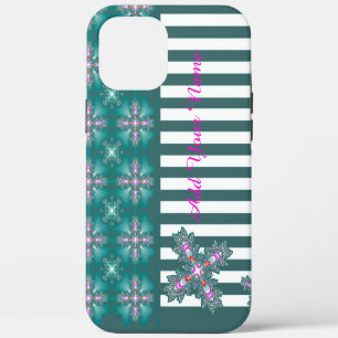 Artdeco Flowers in Retro Style , Add Your Name iPhone 12 Pro Max Case