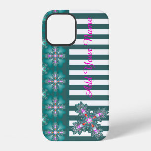Artdeco Flowers in Retro Style , Add Your Name iPhone 12 Case