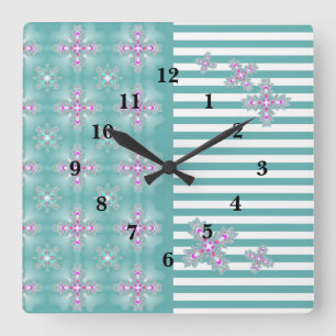 Artdeco Flowers in Retro Style Square Wall Clock
