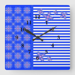 Artdeco Flowers in Retro Style Square Wall Clock