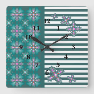 Artdeco Flowers in Retro Style Square Wall Clock