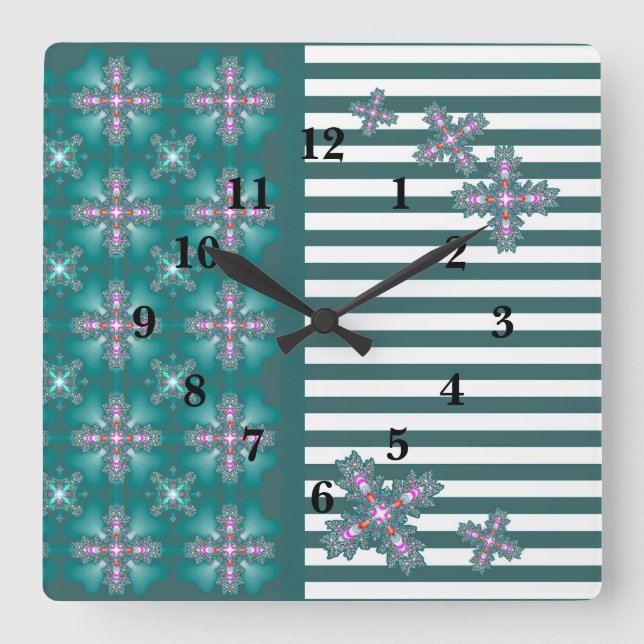Artdeco Flowers in Retro Style Square Wall Clock (Front)