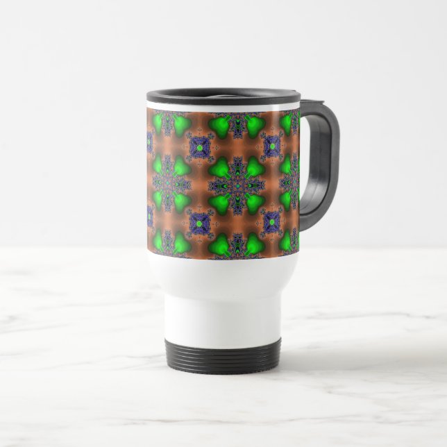 Artdeco Flowers in Retro Style Travel Mug (Front Right)