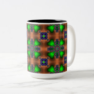 Artdeco Flowers in Retro Style Two-Tone Coffee Mug