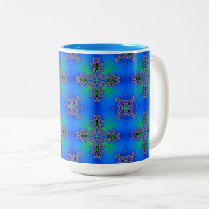 Artdeco Flowers in Retro Style Two-Tone Coffee Mug