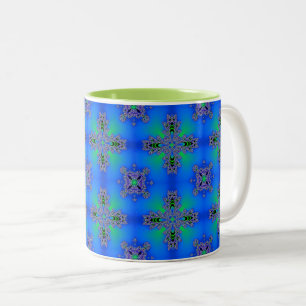 Artdeco Flowers in Retro Style Two-Tone Coffee Mug