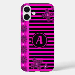 Artdeco Flowers in Retro Style with monogram iPhone 16 Plus Case