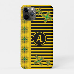 Artdeco Flowers in Retro Style with monogram iPhone 11 Pro Case