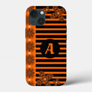 Artdeco Flowers in Retro Style with monogram iPhone 13 Mini Case