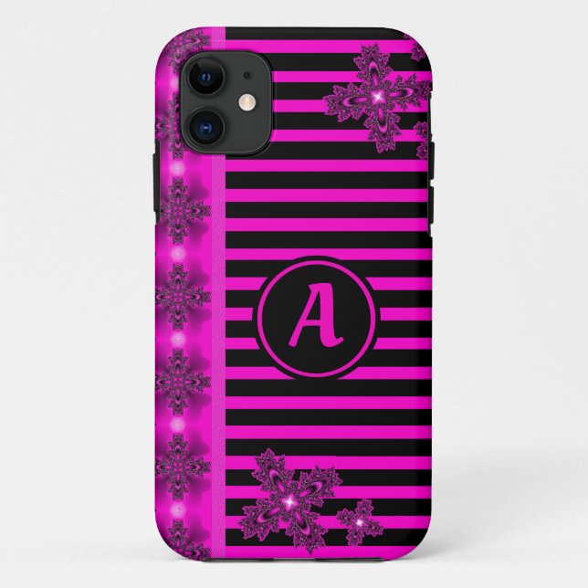 Artdeco Flowers in Retro Style with monogram Case-Mate iPhone Case (Back)
