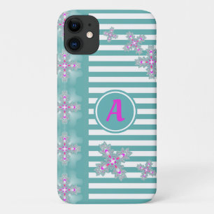 Artdeco Flowers in Retro Style with monogram iPhone 11 Case