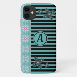 Artdeco Flowers in Retro Style with monogram iPhone 11 Case