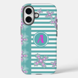 Artdeco Flowers in Retro Style with monogram iPhone 16 Case