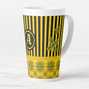 Artdeco Flowers in Retro Style with monogram Latte Mug