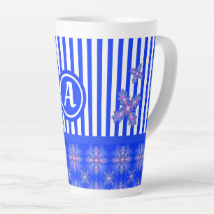 Artdeco Flowers in Retro Style with monogram Latte Mug