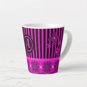 Artdeco Flowers in Retro Style with monogram Latte Mug