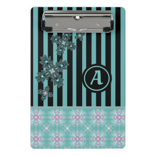 Artdeco Flowers in Retro Style with monogram Mini Clipboard