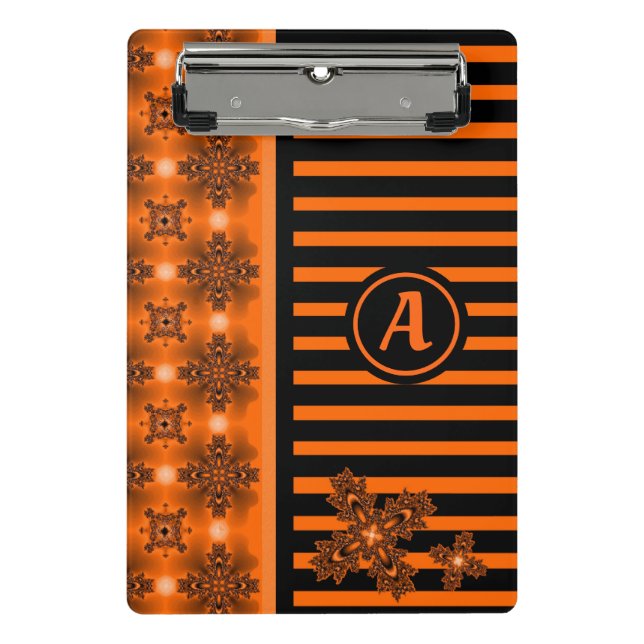 Artdeco Flowers in Retro Style with monogram Mini Clipboard (Front)
