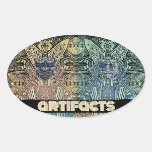 artefacts 4 fly heads 3 'oval' oval sticker