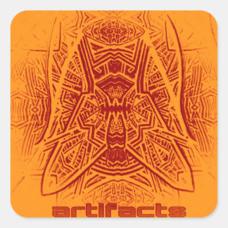 artefacts - fly on the wall (orng/mrn) square sticker