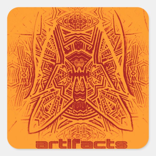 artefacts - fly on the wall (orng/mrn) square sticker (Front)