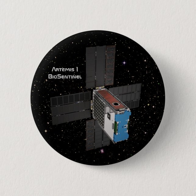Artemis BioSentinel CubeSat 6 Cm Round Badge (Front)