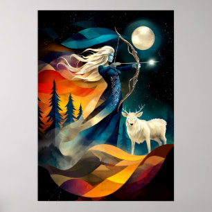 Artemis - Cubist Minimalist Legend - Goddess Poster